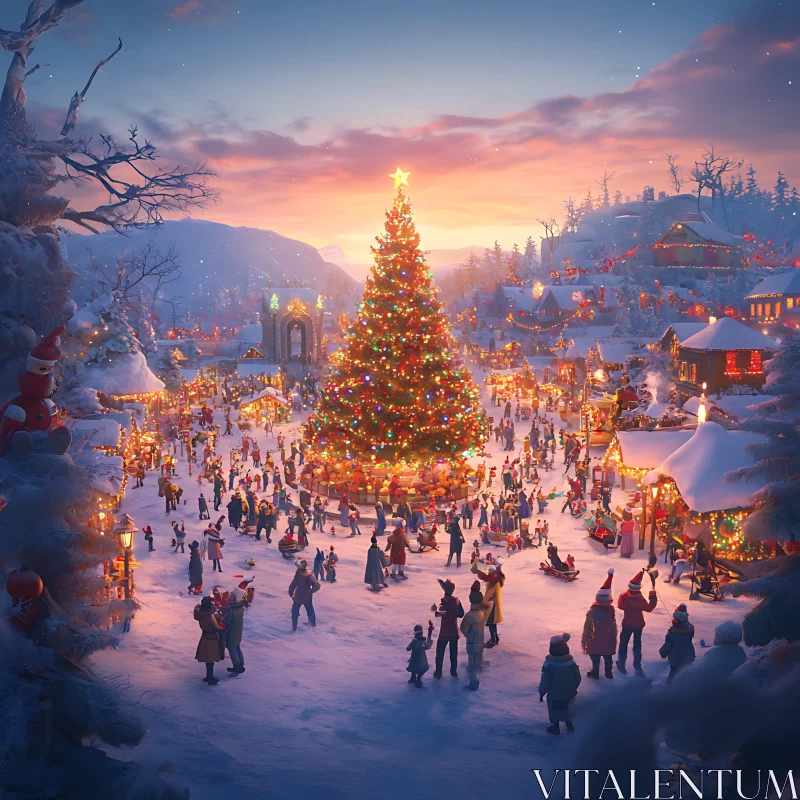 Enchanting Winter Wonderland Christmas Scene AI Image