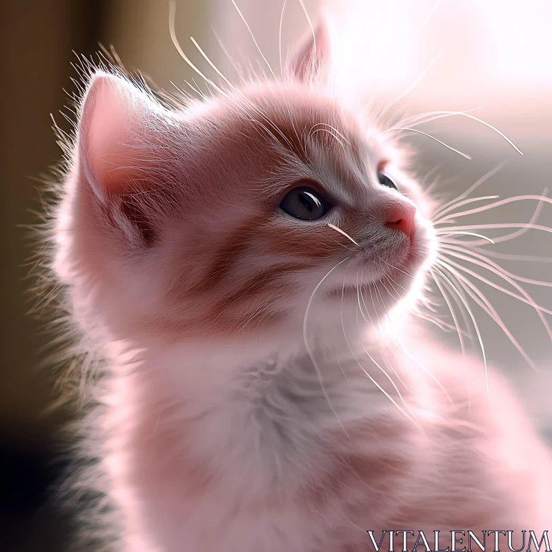 AI ART Cute Kitten with Whiskers in Soft Light