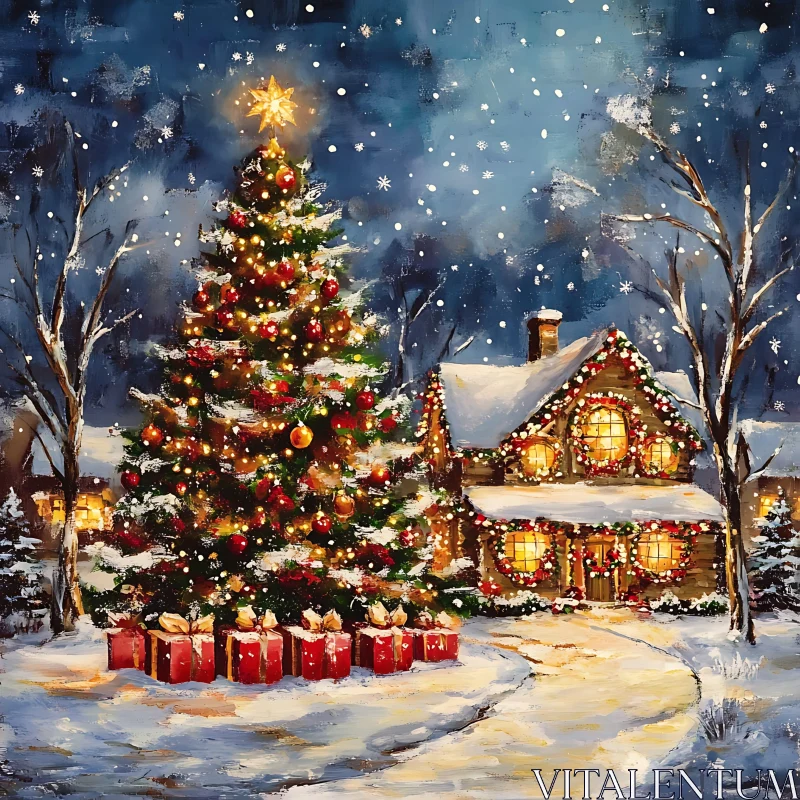 Enchanted Christmas Night AI Image