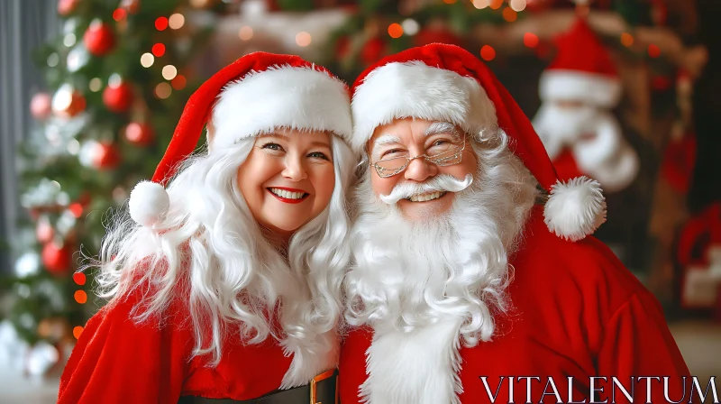 Santa Claus with Mrs. Claus Holiday Portrait AI Image