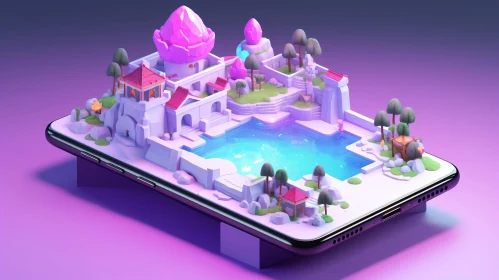 Fantasy World 3D Illustration on Smartphone
