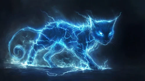 Electric Neon Cat Art