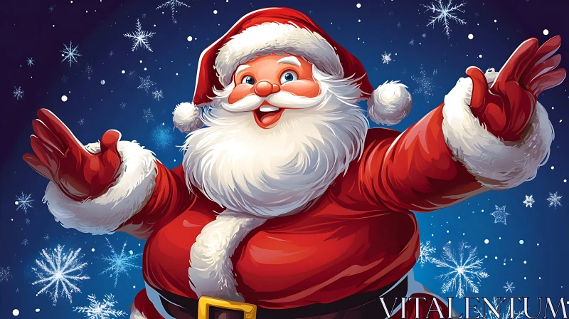 Festive Santa Claus Laughing with Open Arms AI Image