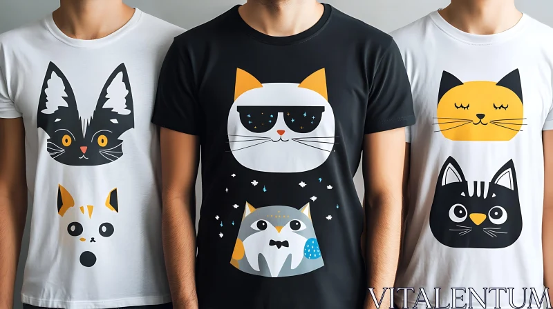 AI ART Graphic Cat Design T-Shirts for Men