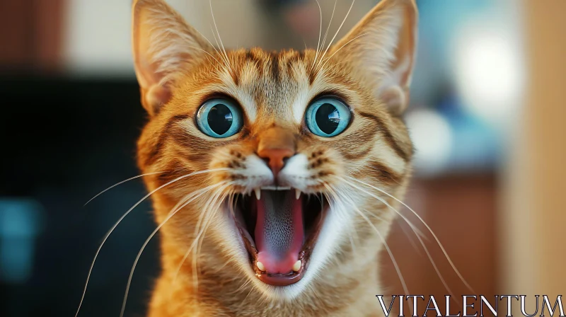 Expressive Ginger Cat in Surprise AI Image