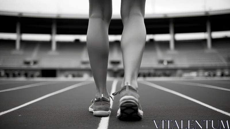 Athletic Black and White Runner's Legs on Track AI Image