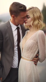 Bride and Groom Kissing in Urban Hollywood Glamour Style