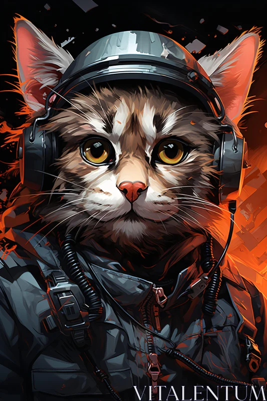 AI ART Armored Cat Close-Up