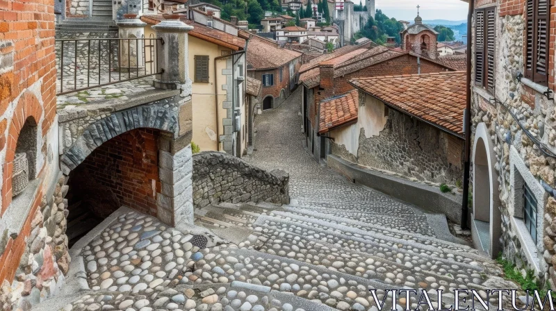Charming Street Scene in Small Italian Town AI Image
