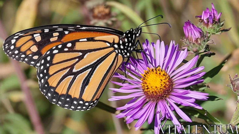 Close-up of Monarch Butterfly on Purple Flower | Natural Beauty AI Image