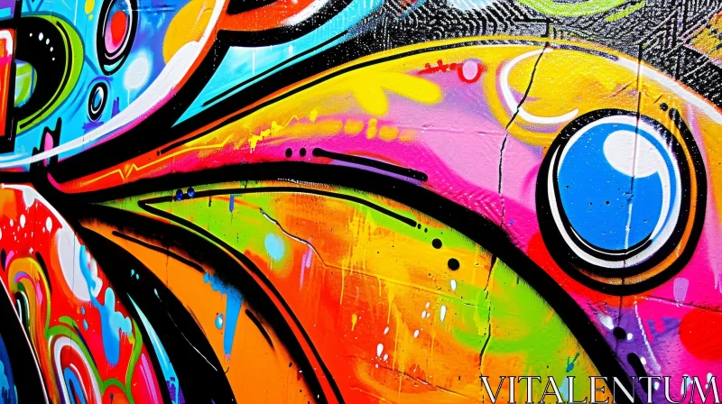 Colorful and Abstract Graffiti-Covered Wall AI Image