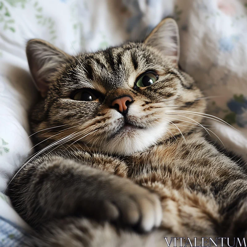 Tabby Cat on Blanket AI Image