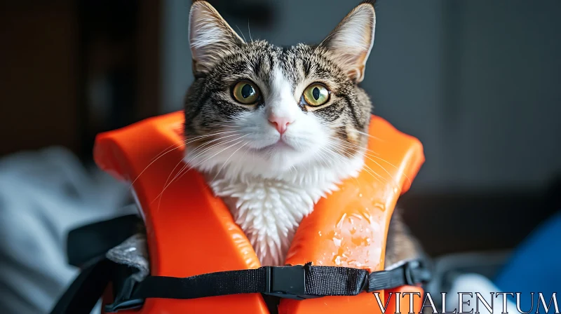 Cat Wearing Safety Vest AI Image