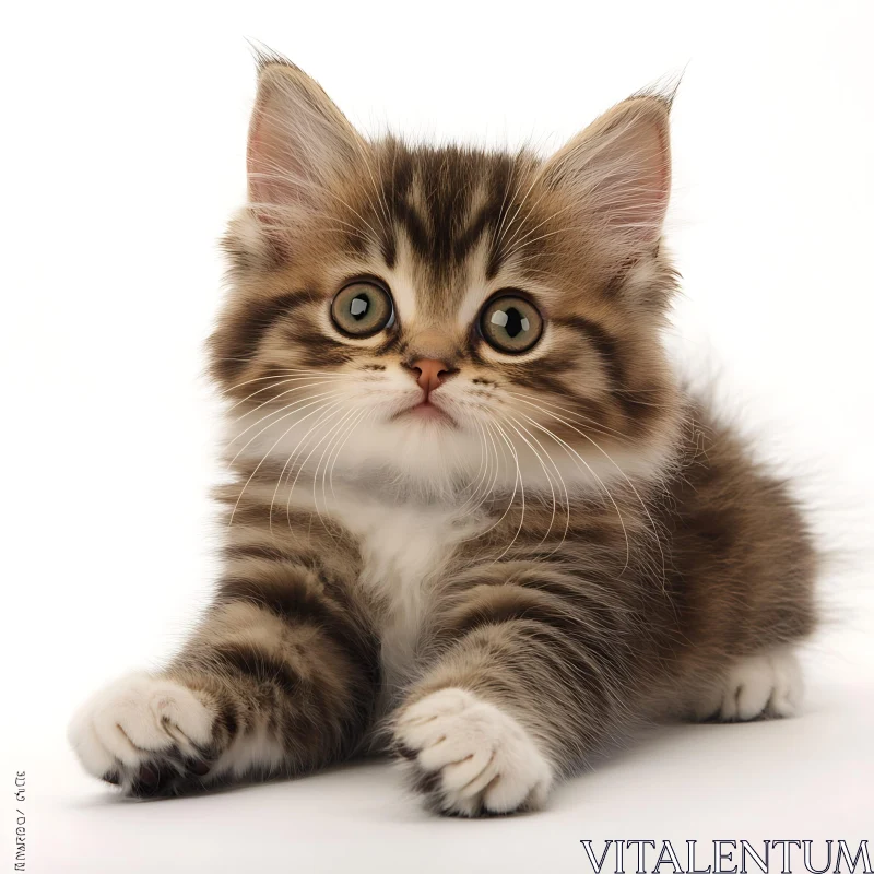 Cute Fluffy Kitten with Big Eyes AI Image