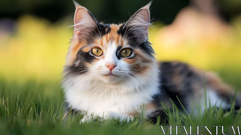 Portrait of a Calico Cat in Natural Surroundings AI Image