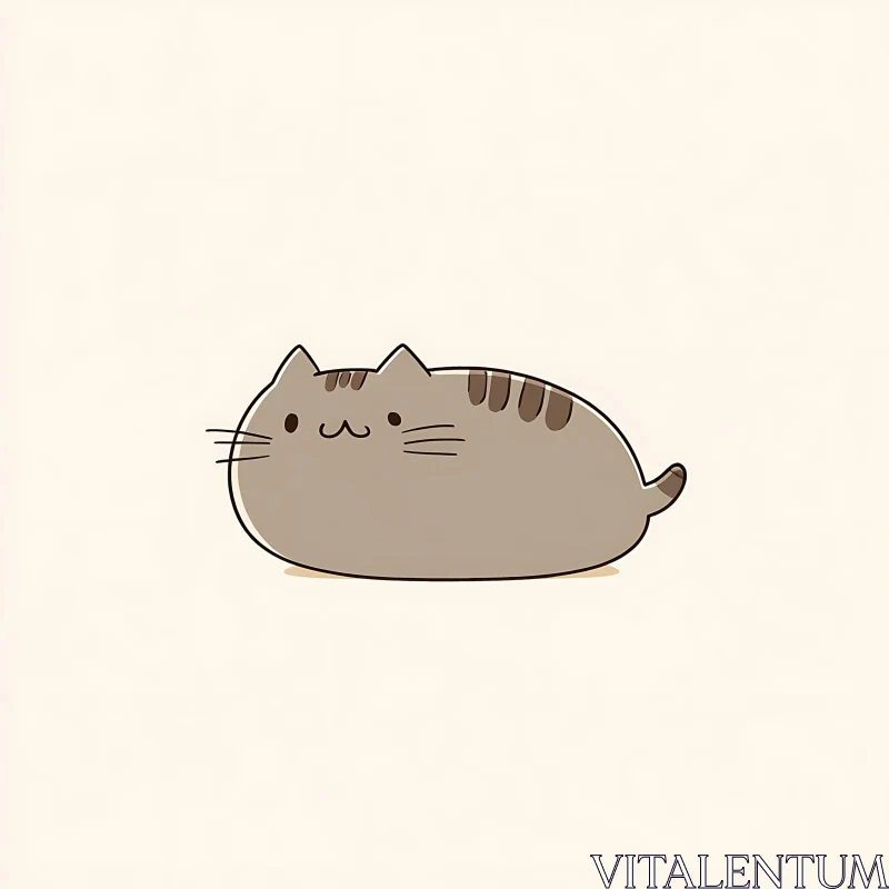 Cute Chubby Cartoon Cat Drawing AI Image