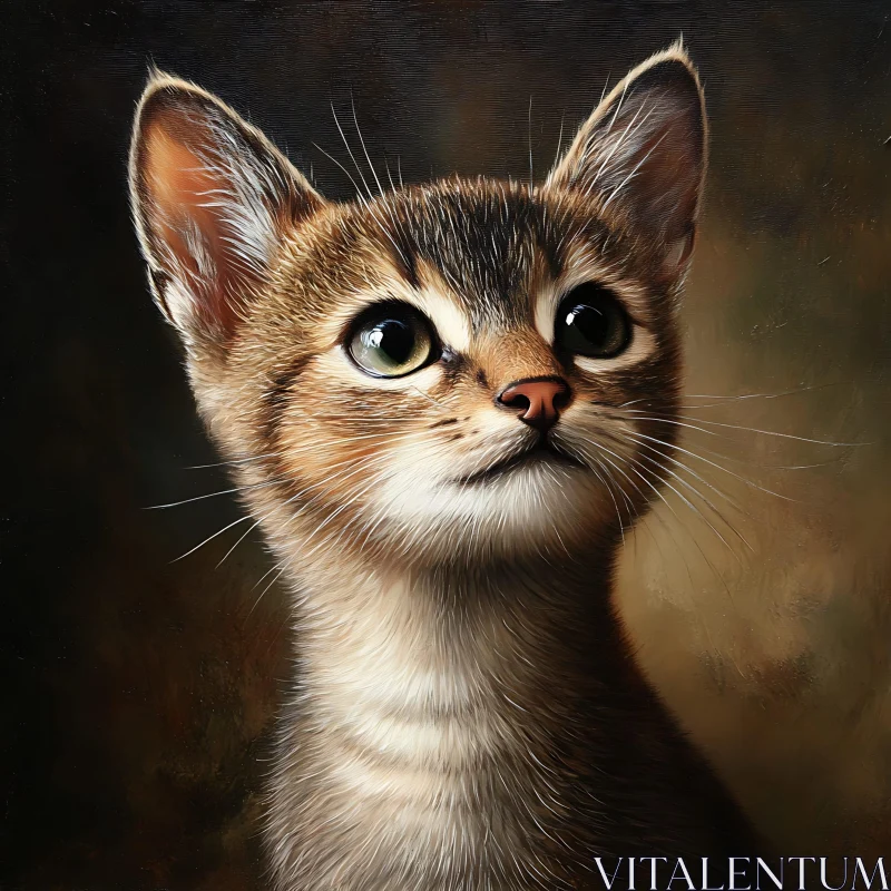 Cute Kitten with Expressive Eyes AI Image