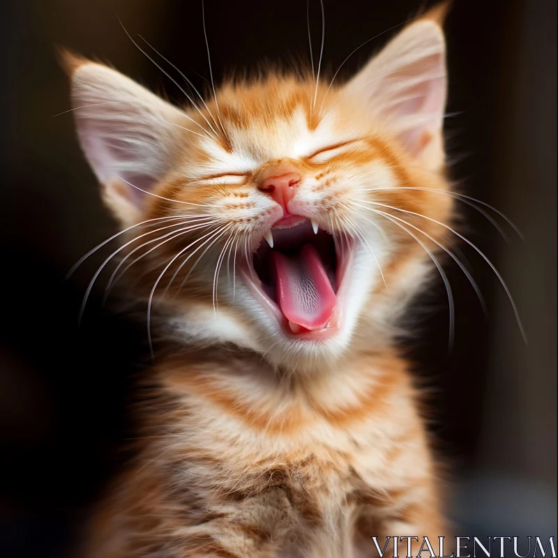 AI ART Cute Ginger Kitten Yawning