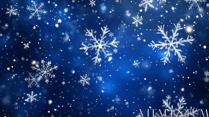 AI ART Intricate Winter Snowflakes on Blue Canvas