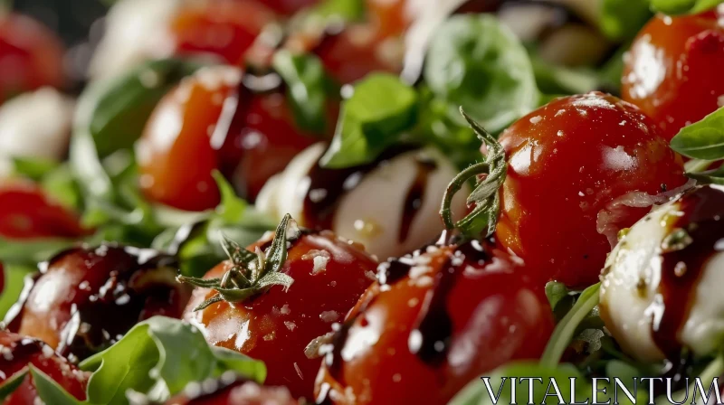 Delicious Caprese Salad with Fresh Tomatoes, Mozzarella, and Basil AI Image