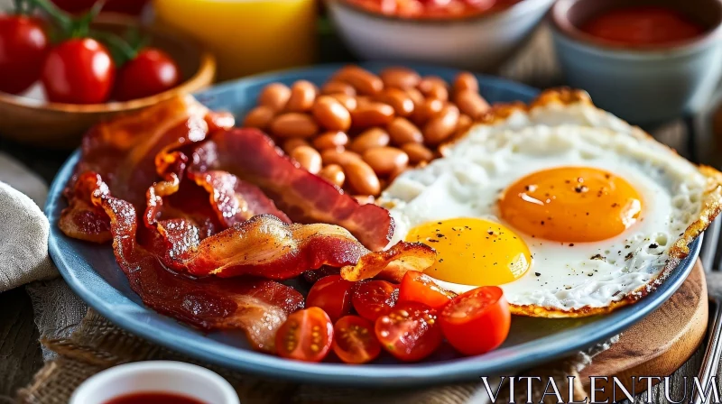 Delicious English Breakfast on Wooden Table - Start Your Day AI Image