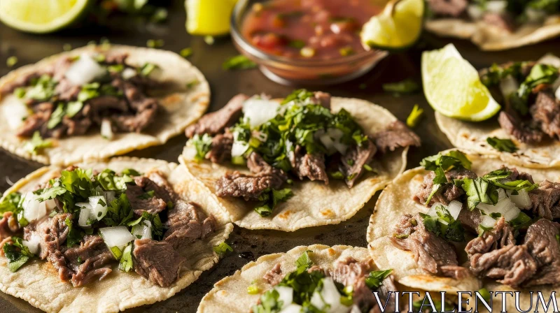 Delicious Mexican Tacos on a Rustic Wooden Table AI Image