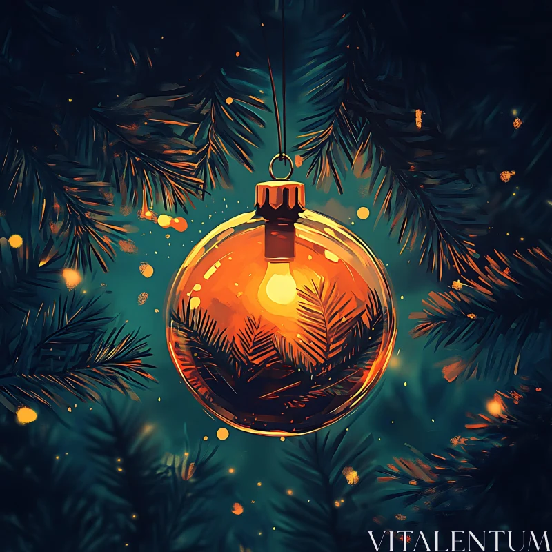 Holiday Ornament with Warm Light AI Image