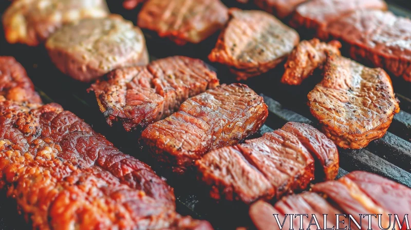 Grill Cuts of Steak: A Close-up of Deliciously Cooked Meat AI Image