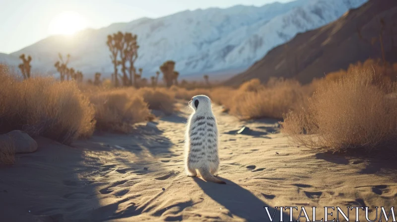 Mesmerizing Sunset: Majestic Meerkat in the Desert AI Image