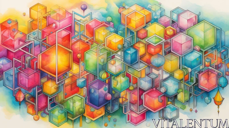 Vivid Abstract Cityscape Painting AI Image