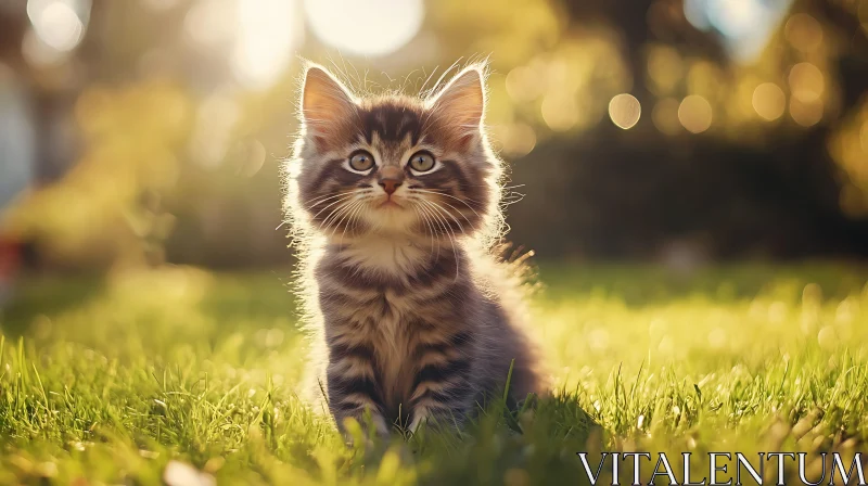 Charming Kitten in Golden Sunlight AI Image