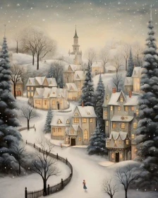 Snowy Village at Twilight