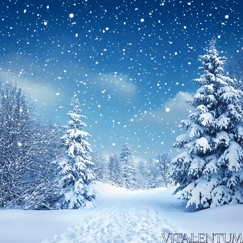 Winter Wonderland In A Snow-Covered Forest AI Image