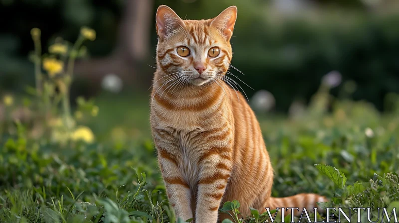 Ginger Cat in Nature AI Image