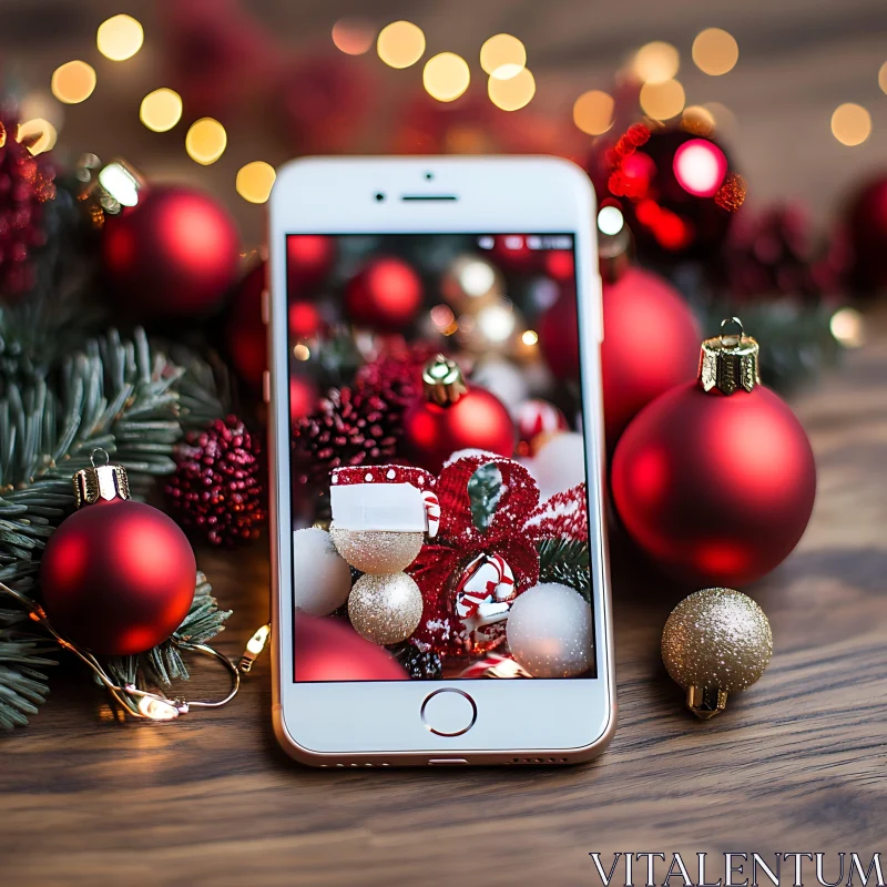 Holiday Decorations with Smartphone AI Image