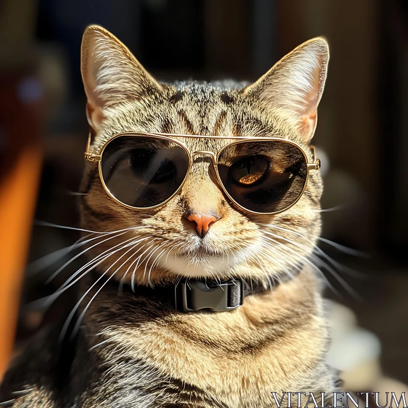 Fashionable Feline Sporting Sunglasses AI Image