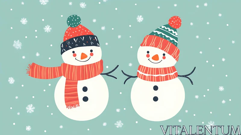 AI ART Festive Snowmen with Snowflakes