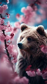 Bear Amidst Cherry Blossoms Wallpaper