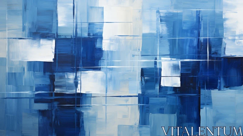 AI ART Blue Abstract Painting with Oil Paints