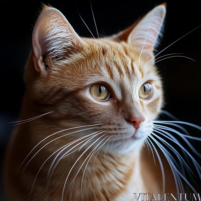 Close-Up of a Ginger Cat with White Whiskers AI Image