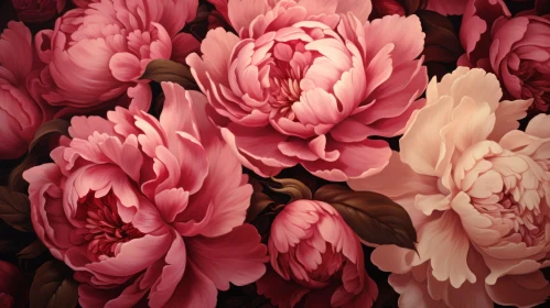 Elegant Pink Peonies Wall Art: A Fusion of Baroque and Surrealism