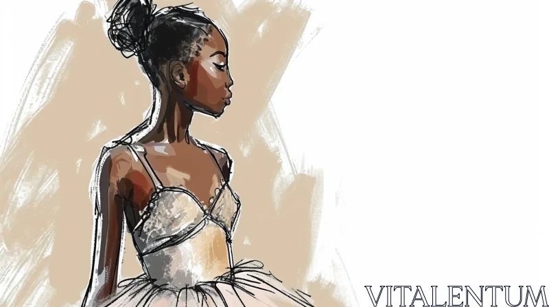 Enchanting Digital Painting of an African-American Ballerina AI Image