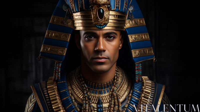 Serious Egyptian Man Portrait with Elaborate Jewelry AI Image