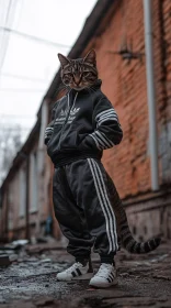 Anthropomorphic Cat in Urban Fashion