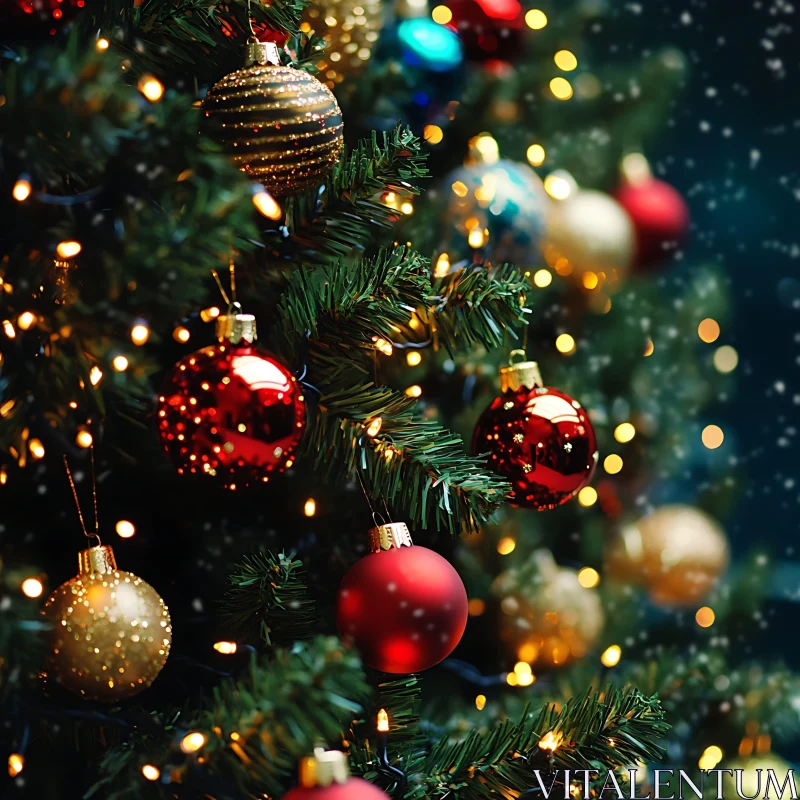 Festive Christmas Tree Decorations AI Image