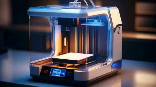 3D Printer in Dimly Lit Room