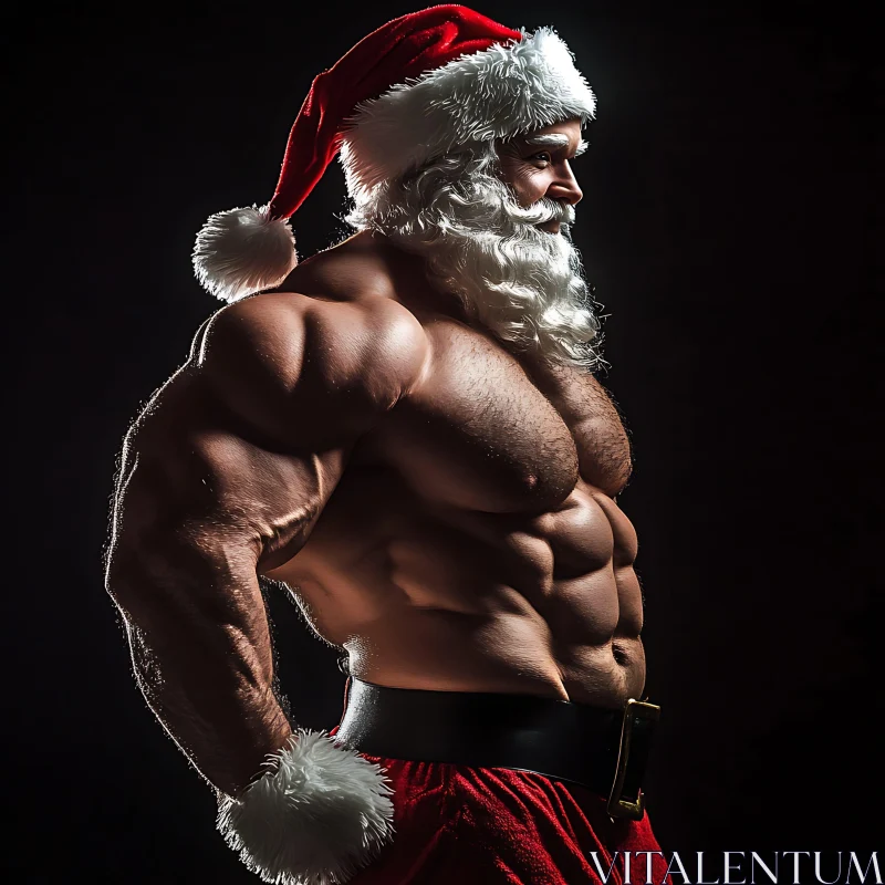 Holiday Santa Claus with a Muscular Build AI Image