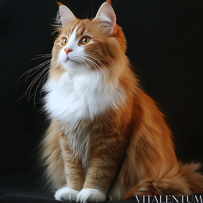 Graceful Orange and White Cat with Fluffy Coat AI Image