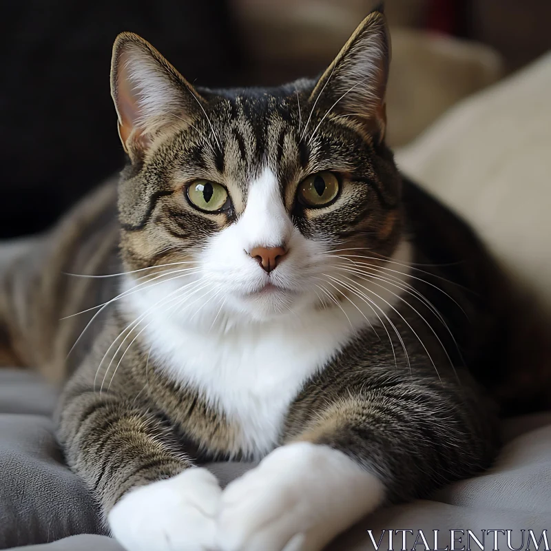 Intimate Feline Portrait with Striking Green Eyes AI Image