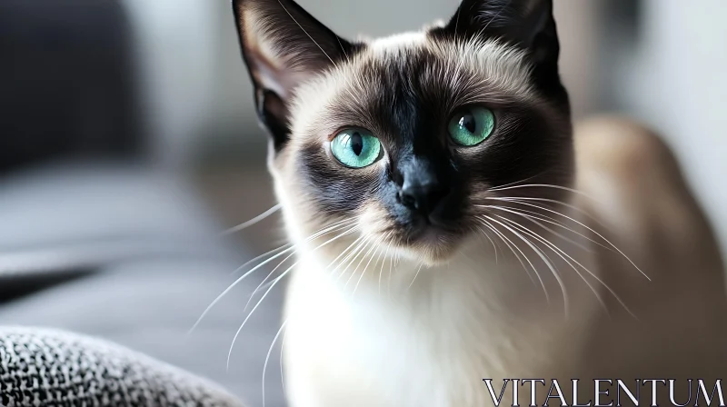 Blue-Eyed Siamese Cat Portrait AI Image